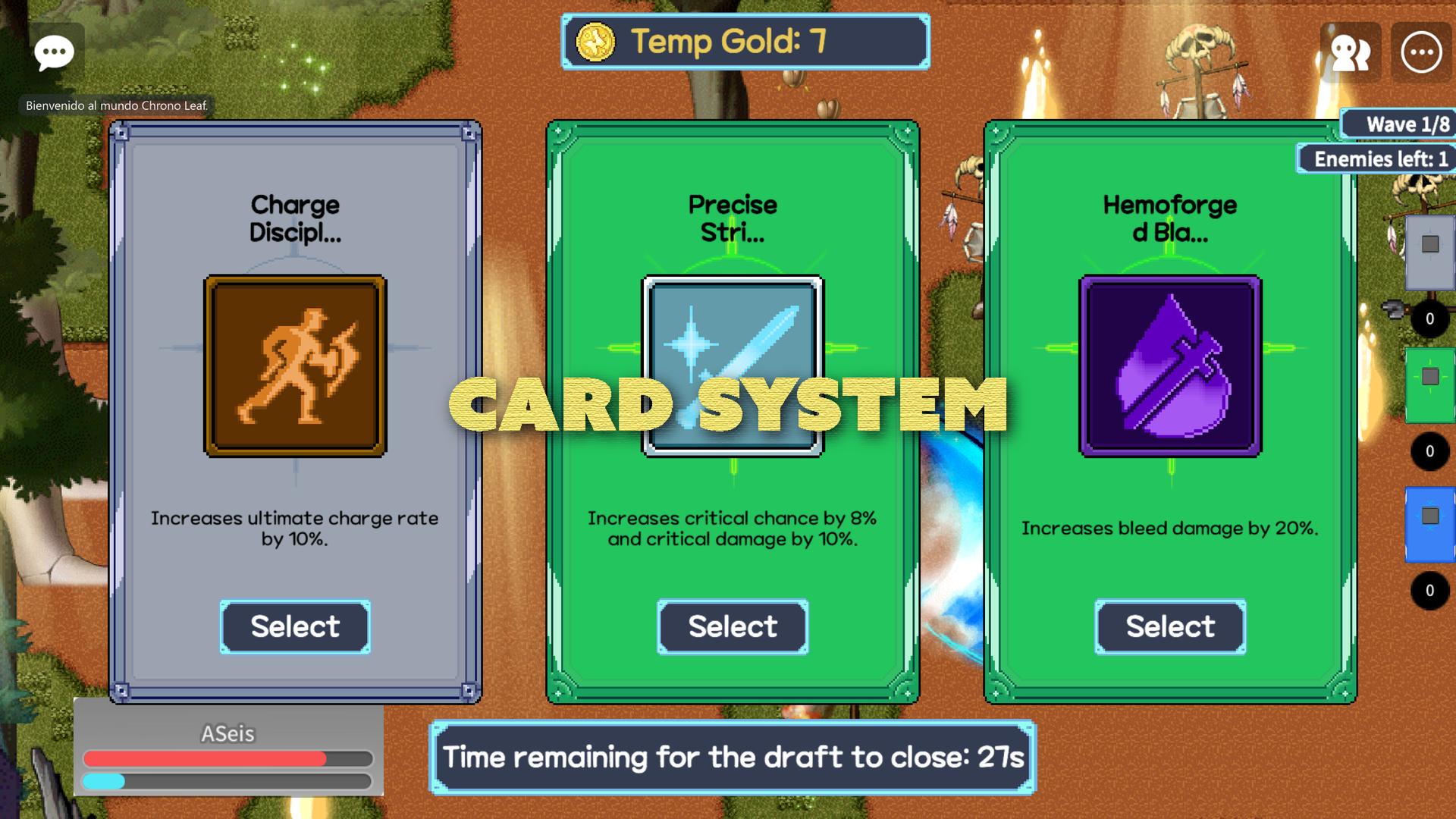 ChronoLeaf gameplay - Card System